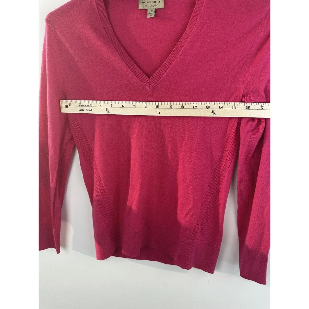 Burberry London Cashmere Sweater Pink Nova Check Elbow Patch XS Luxury Designer - Picture 12 of 16